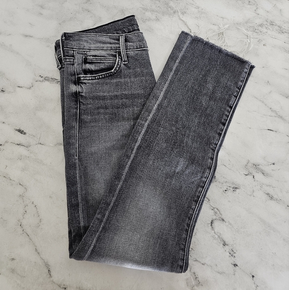 MOTHER The Rascal Ankle Fray High Rise Straight Leg Flare Gray Jeans 26 Preowned - Picture 4 of 11